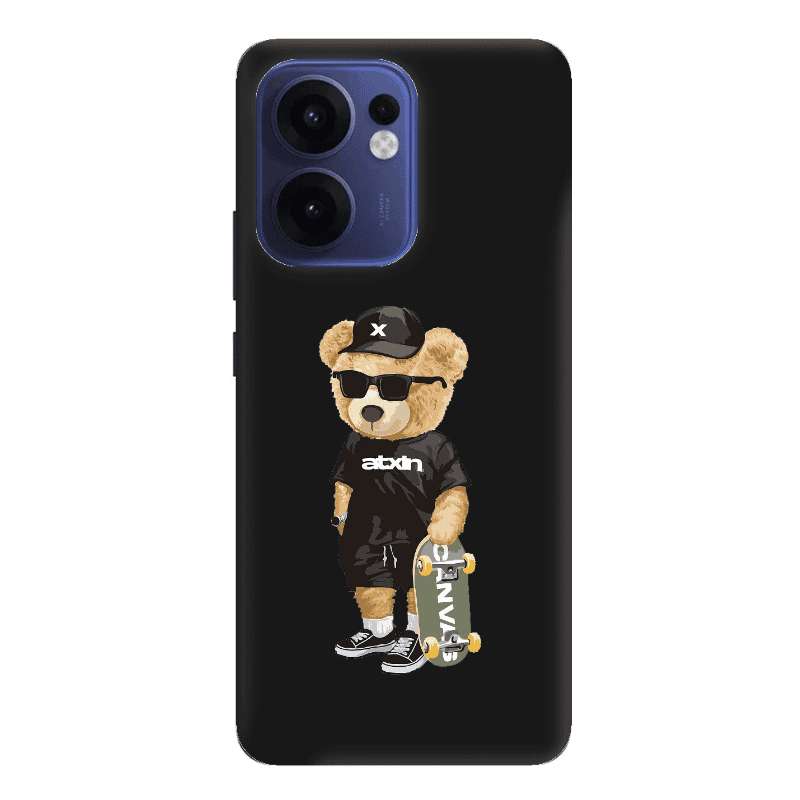 Oppo Reno13 FS Bear with glasses Black Colored Silicone TPU Θήκη